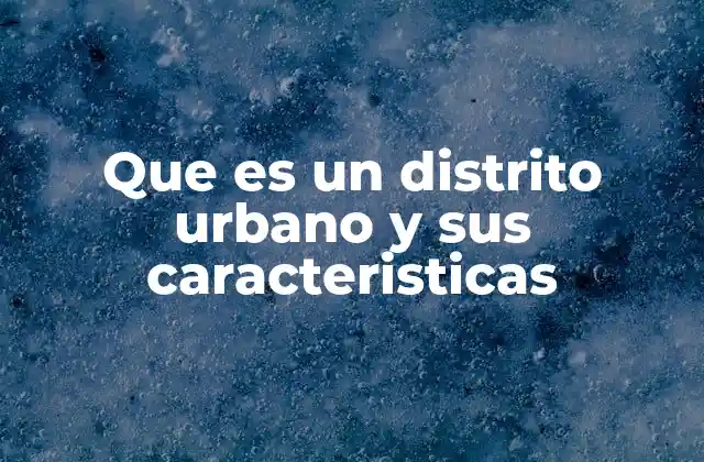 Que es un Distrito Urbano y Sus Caracteristicas