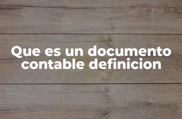 Que es un Documento Contable Definicion