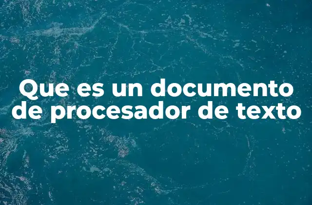 Que es un Documento de Procesador de Texto