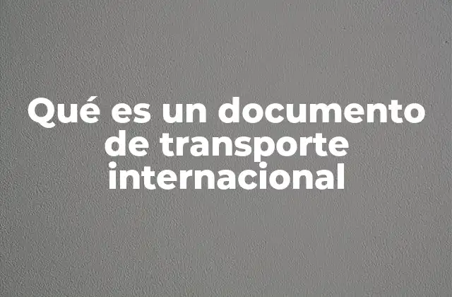 Qué es un Documento de Transporte Internacional