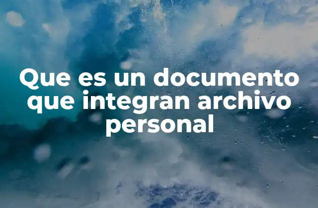 Que es un Documento que Integran Archivo Personal