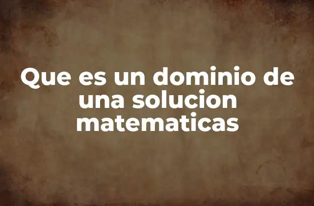 Que es un Dominio de una Solucion Matematicas