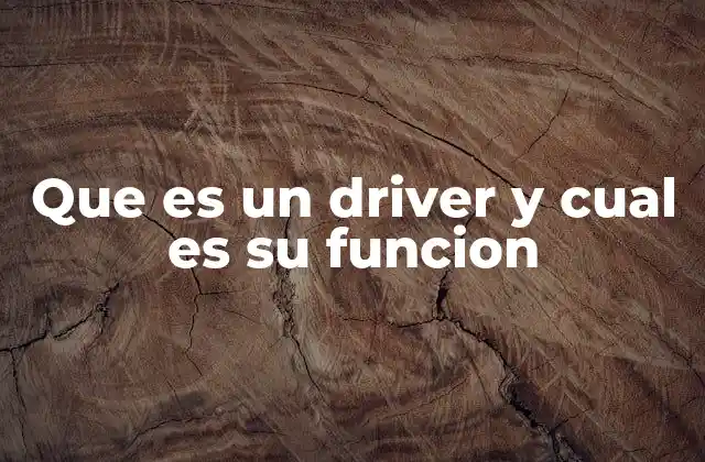 Que es un Driver y Cual es Su Funcion