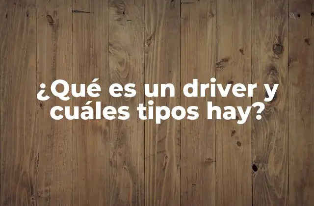 ¿qué es un Driver y Cuáles Tipos Hay?