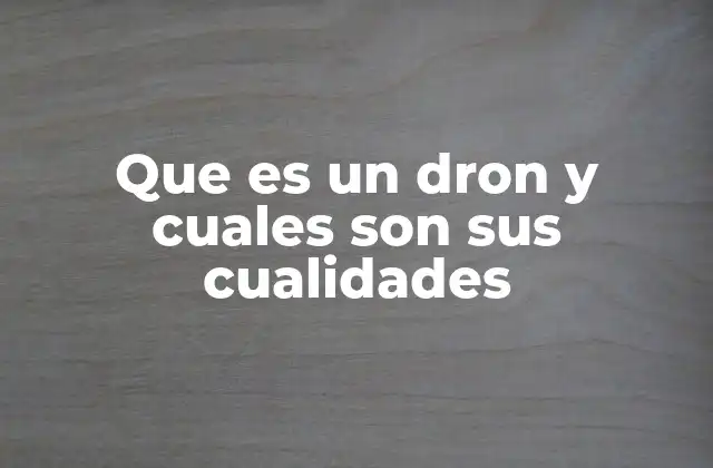 Que es un Dron y Cuales Son Sus Cualidades