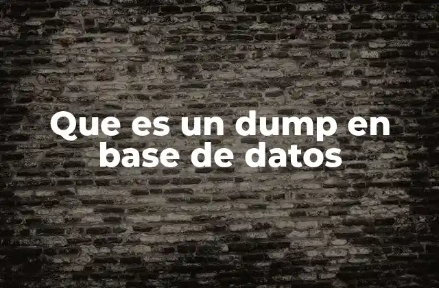 Que es un Dump en Base de Datos