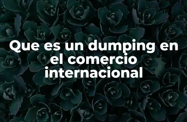 Que es un Dumping en el Comercio Internacional