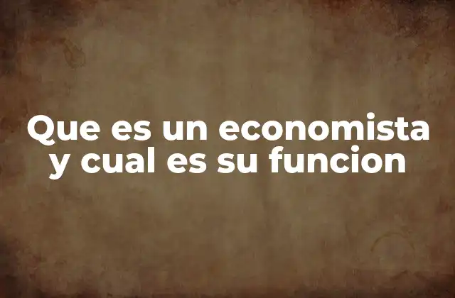Que es un Economista y Cual es Su Funcion