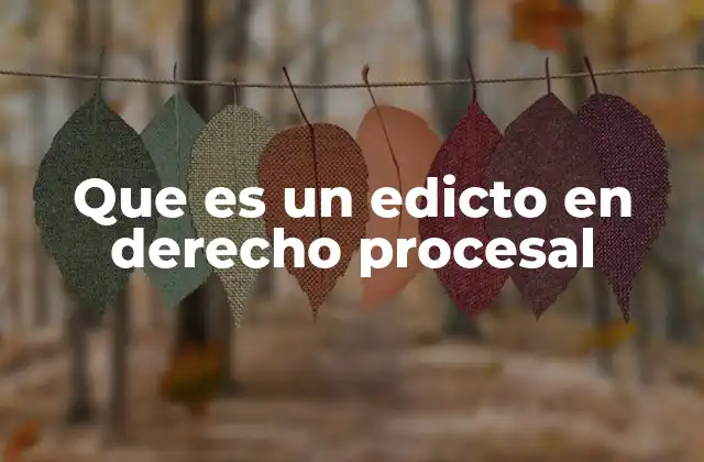 Que es un Edicto en Derecho Procesal