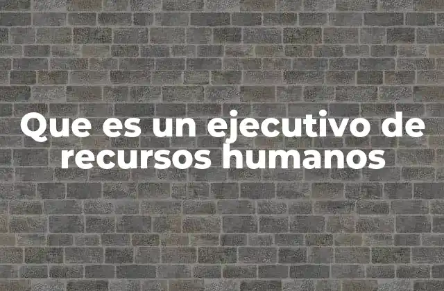 Que es un Ejecutivo de Recursos Humanos