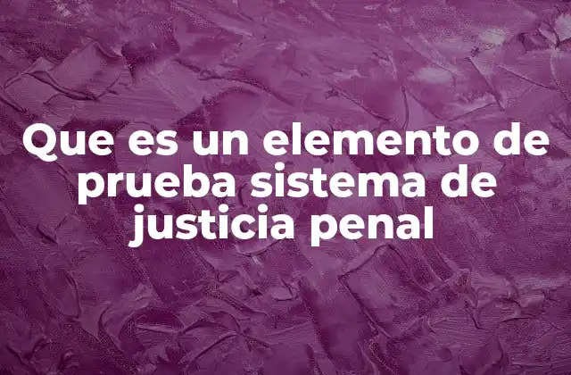 Que es un Elemento de Prueba Sistema de Justicia Penal