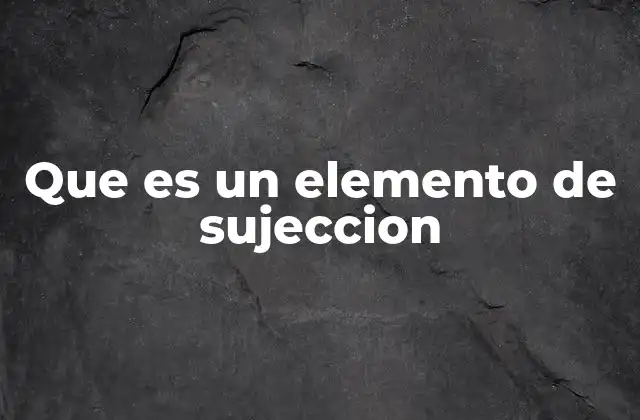 Que es un Elemento de Sujeccion