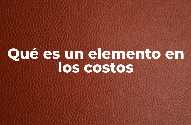 Qué es un Elemento en los Costos