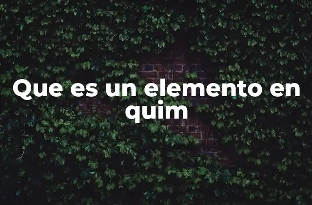 Que es un Elemento en Quim