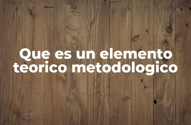 Que es un Elemento Teorico Metodologico