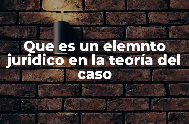 Que es un Elemnto Juridico en la Teoría Del Caso