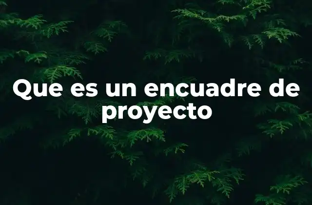 Que es un Encuadre de Proyecto
