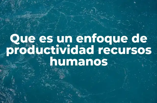 Que es un Enfoque de Productividad Recursos Humanos