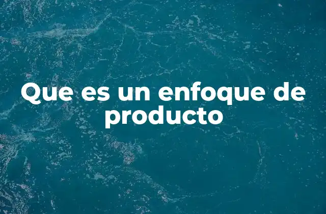 Que es un Enfoque de Producto