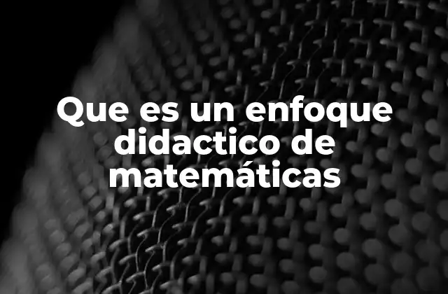Que es un Enfoque Didactico de Matemáticas