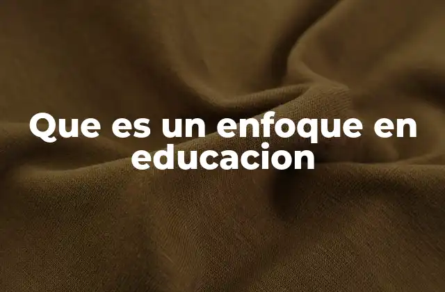 Que es un Enfoque en Educacion
