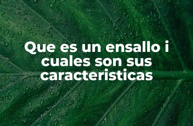 Que es un Ensallo I Cuales Son Sus Caracteristicas