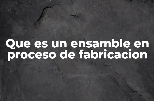 Que es un Ensamble en Proceso de Fabricacion