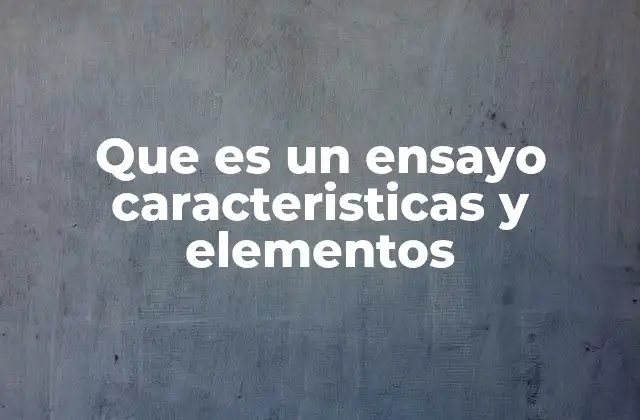 Que es un Ensayo Caracteristicas y Elementos
