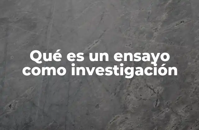 Qué es un Ensayo como Investigación