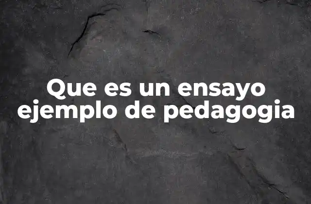 Que es un Ensayo Ejemplo de Pedagogia