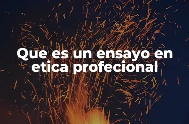 Que es un Ensayo en Etica Profecional