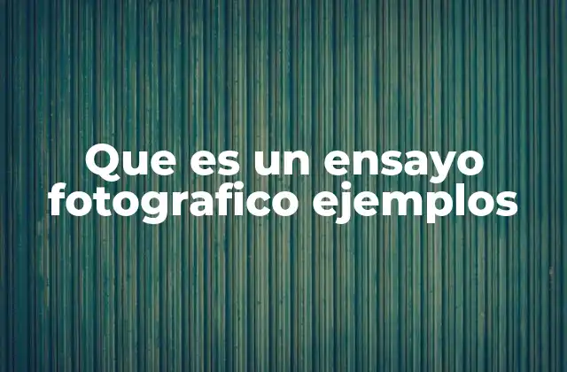 Que es un Ensayo Fotografico Ejemplos