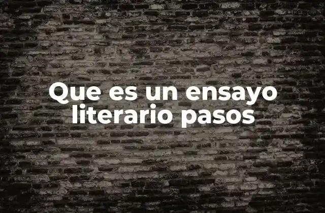 Que es un Ensayo Literario Pasos