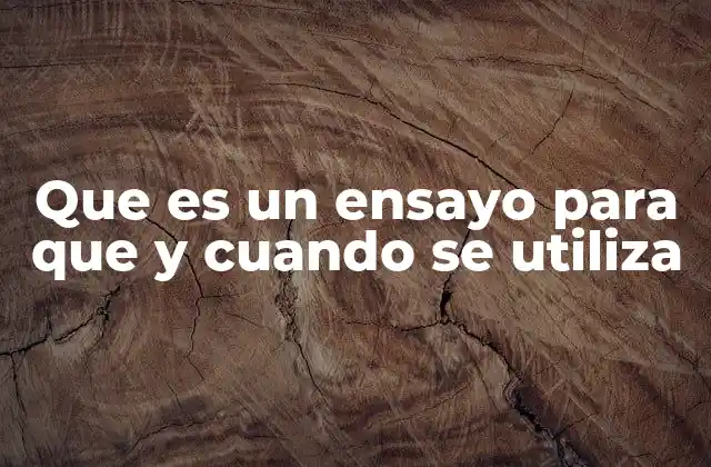 Que es un Ensayo para que y Cuando Se Utiliza