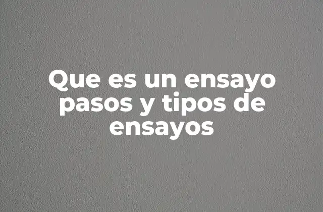 Que es un Ensayo Pasos y Tipos de Ensayos