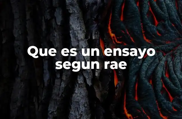 Que es un Ensayo Segun Rae