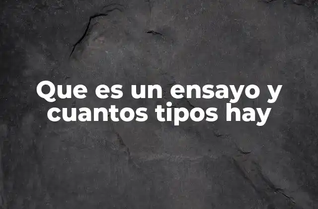 Que es un Ensayo y Cuantos Tipos Hay