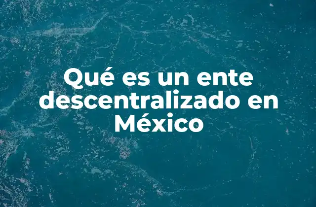 Qué es un Ente Descentralizado en México