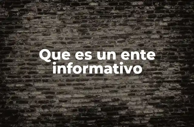 Que es un Ente Informativo