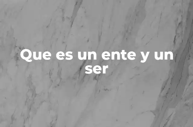 Que es un Ente y un Ser