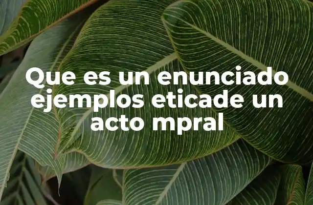 Que es un Enunciado Ejemplos Eticade un Acto Mpral