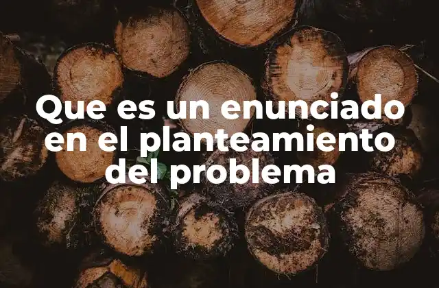 Que es un Enunciado en el Planteamiento Del Problema