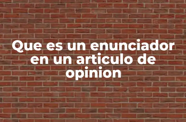 Que es un Enunciador en un Articulo de Opinion
