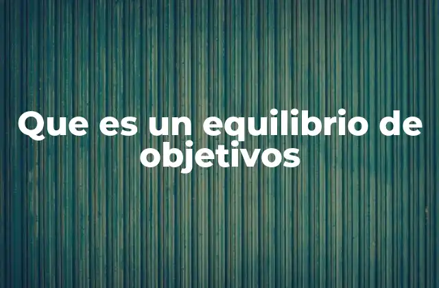 Que es un Equilibrio de Objetivos