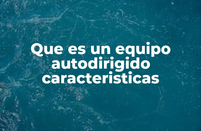 Que es un Equipo Autodirigido Caracteristicas