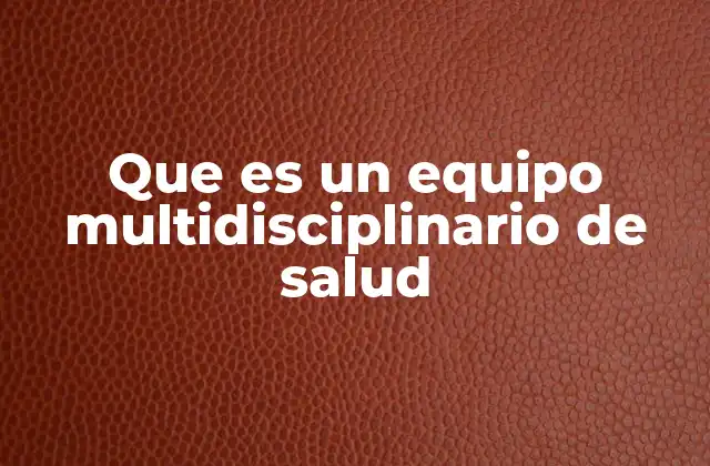 Que es un Equipo Multidisciplinario de Salud