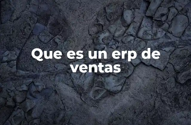 Que es un Erp de Ventas