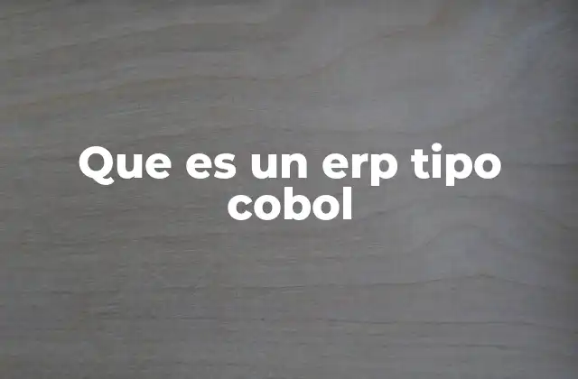 Que es un Erp Tipo Cobol