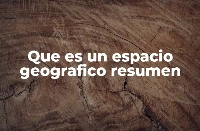 Que es un Espacio Geografico Resumen