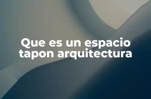 Que es un Espacio Tapon Arquitectura